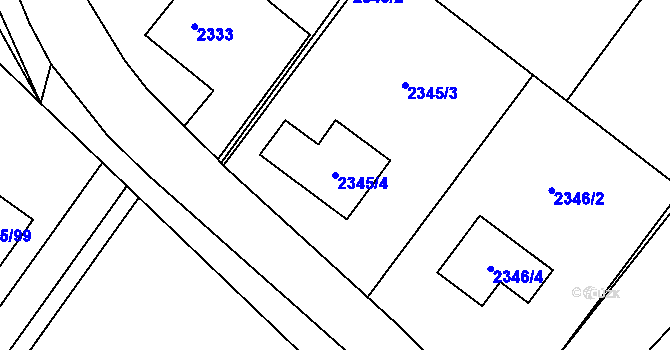 Parcela st. 2345/4 v KÚ Klimkovice, Katastrální mapa