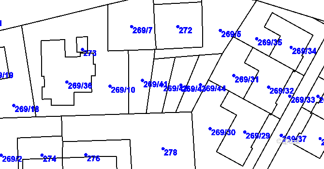 Parcela st. 269/42 v KÚ Klimkovice, Katastrální mapa