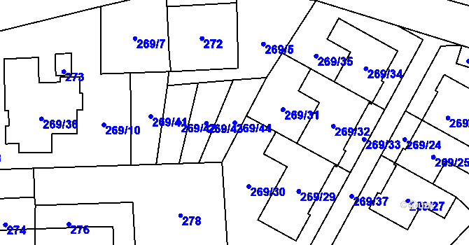 Parcela st. 269/44 v KÚ Klimkovice, Katastrální mapa