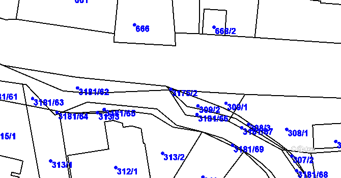 Parcela st. 3175/2 v KÚ Klimkovice, Katastrální mapa