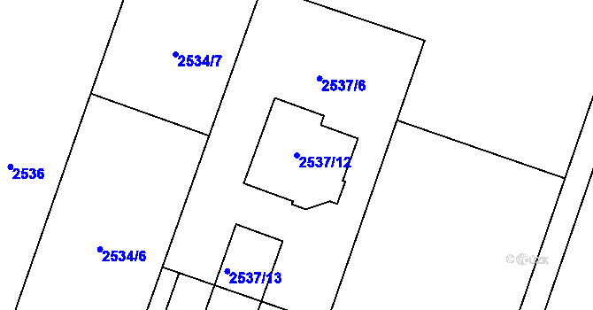 Parcela st. 2537/12 v KÚ Klimkovice, Katastrální mapa
