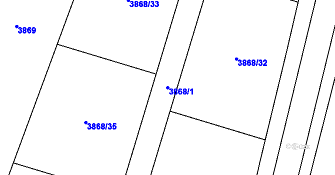 Parcela st. 3868/1 v KÚ Klimkovice, Katastrální mapa
