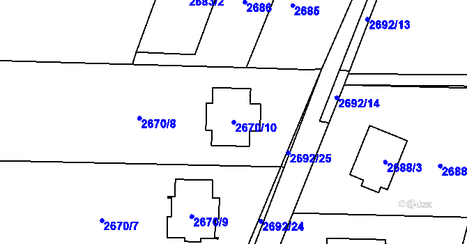 Parcela st. 2670/10 v KÚ Klimkovice, Katastrální mapa