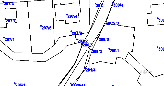 Parcela st. 286/5 v KÚ Klimkovice, Katastrální mapa