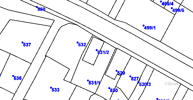 Parcela st. 531/2 v KÚ Klimkovice, Katastrální mapa