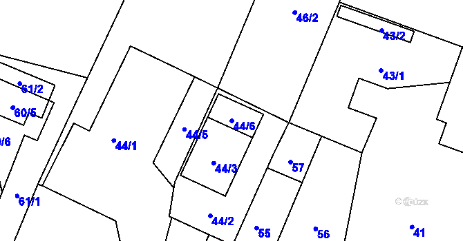 Parcela st. 44/6 v KÚ Klimkovice, Katastrální mapa