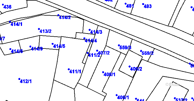 Parcela st. 407/2 v KÚ Klimkovice, Katastrální mapa