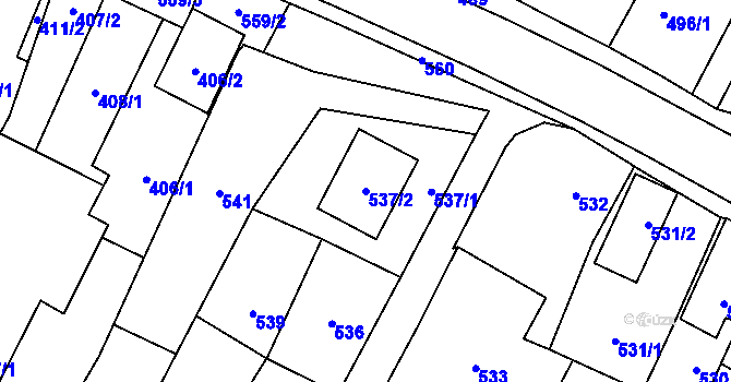 Parcela st. 537/2 v KÚ Klimkovice, Katastrální mapa