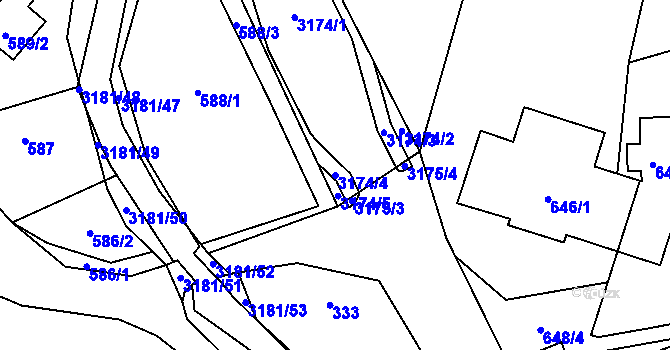 Parcela st. 3174/4 v KÚ Klimkovice, Katastrální mapa