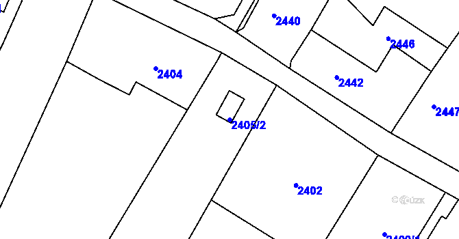 Parcela st. 2405/2 v KÚ Klimkovice, Katastrální mapa