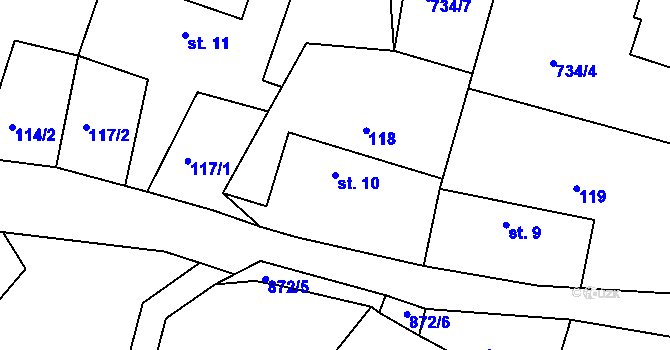Parcela st. 10 v KÚ Klínec, Katastrální mapa