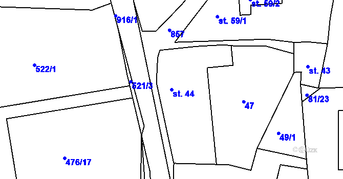 Parcela st. 44 v KÚ Klínec, Katastrální mapa