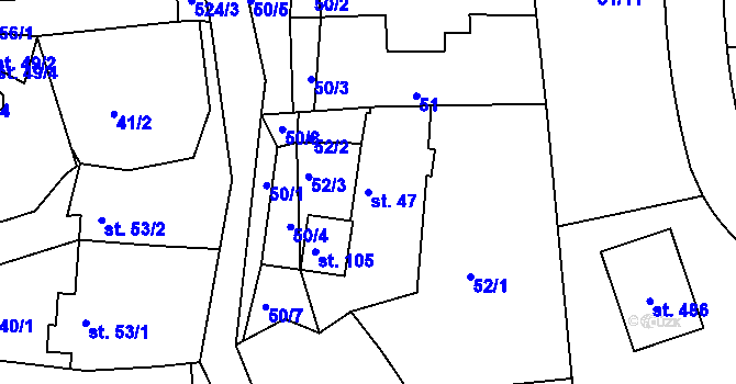 Parcela st. 47 v KÚ Klínec, Katastrální mapa