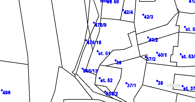 Parcela st. 51 v KÚ Klínec, Katastrální mapa