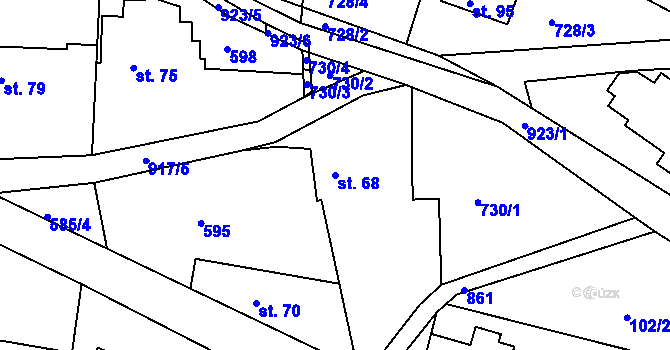 Parcela st. 68 v KÚ Klínec, Katastrální mapa