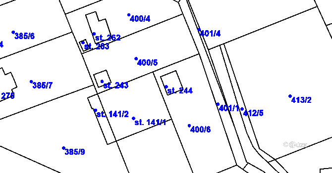 Parcela st. 244 v KÚ Klínec, Katastrální mapa