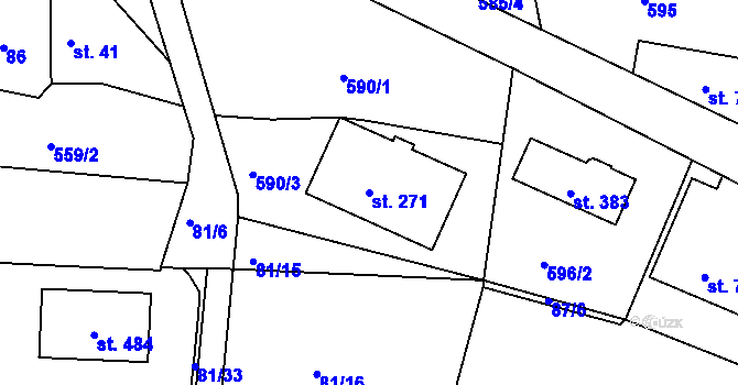 Parcela st. 271 v KÚ Klínec, Katastrální mapa