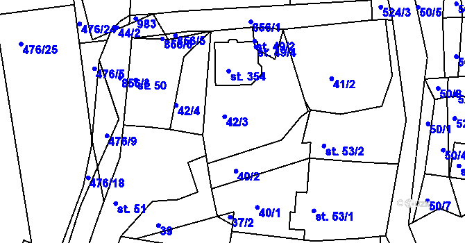 Parcela st. 42 v KÚ Klínec, Katastrální mapa