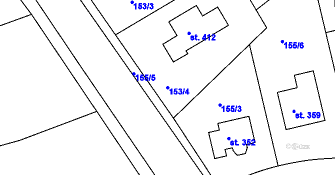 Parcela st. 153/4 v KÚ Klínec, Katastrální mapa