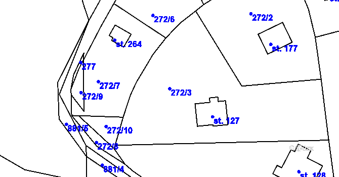 Parcela st. 272/3 v KÚ Klínec, Katastrální mapa