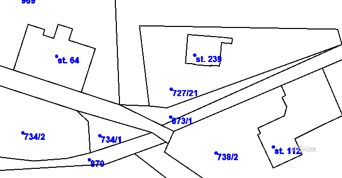 Parcela st. 727/21 v KÚ Klínec, Katastrální mapa