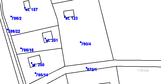 Parcela st. 790/4 v KÚ Klínec, Katastrální mapa