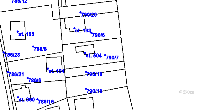 Parcela st. 790/7 v KÚ Klínec, Katastrální mapa