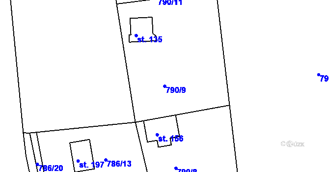 Parcela st. 790/9 v KÚ Klínec, Katastrální mapa