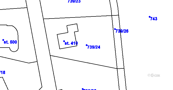 Parcela st. 739/24 v KÚ Klínec, Katastrální mapa