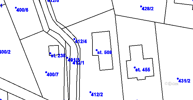 Parcela st. 508 v KÚ Klínec, Katastrální mapa