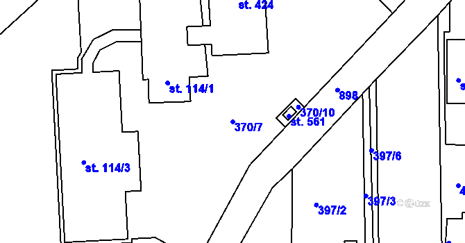 Parcela st. 370/7 v KÚ Klínec, Katastrální mapa