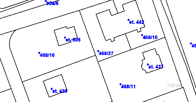 Parcela st. 468/27 v KÚ Klínec, Katastrální mapa