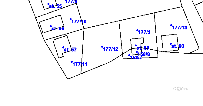 Parcela st. 58 v KÚ Klíny I, Katastrální mapa
