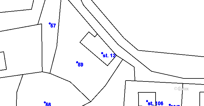 Parcela st. 12 v KÚ Klíny II, Katastrální mapa