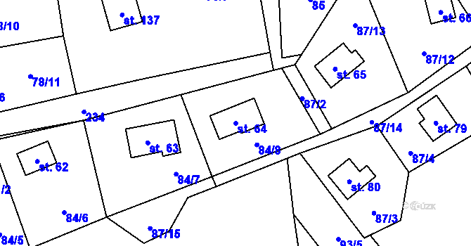 Parcela st. 64 v KÚ Klíny II, Katastrální mapa