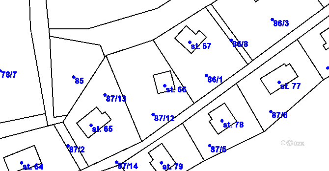 Parcela st. 66 v KÚ Klíny II, Katastrální mapa