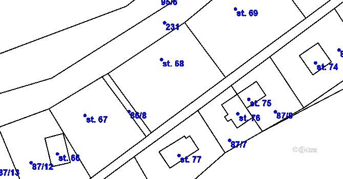 Parcela st. 86/3 v KÚ Klíny II, Katastrální mapa