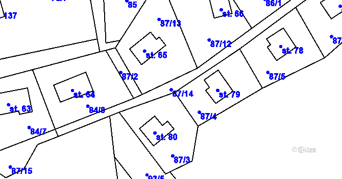 Parcela st. 87/14 v KÚ Klíny II, Katastrální mapa