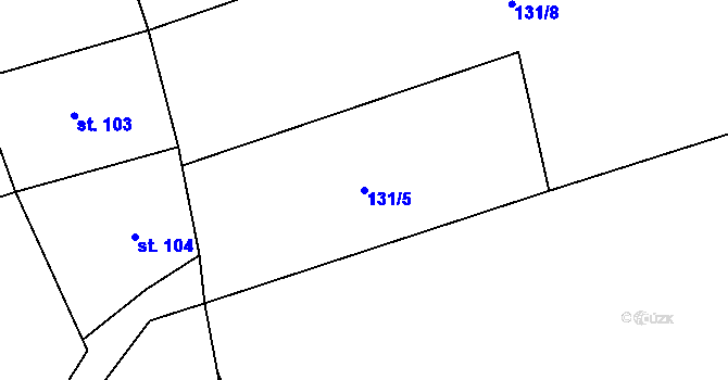 Parcela st. 131/5 v KÚ Klíny II, Katastrální mapa