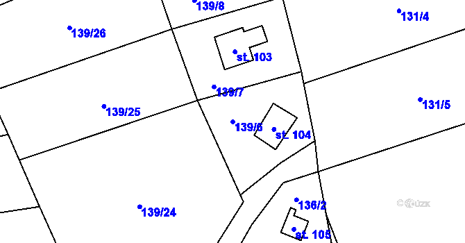 Parcela st. 139/6 v KÚ Klíny II, Katastrální mapa