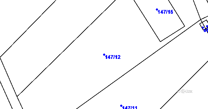 Parcela st. 147/12 v KÚ Klíny II, Katastrální mapa
