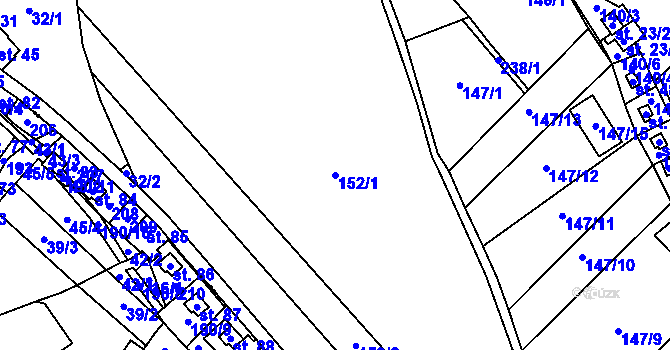 Parcela st. 152/1 v KÚ Klíny II, Katastrální mapa