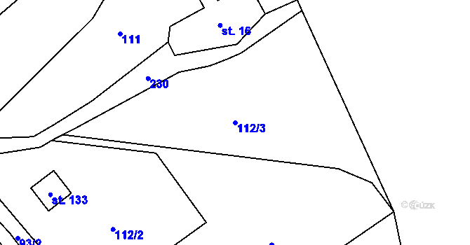 Parcela st. 112/3 v KÚ Klíny II, Katastrální mapa
