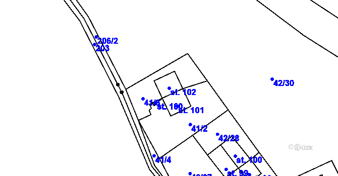 Parcela st. 102 v KÚ Rašov u Litvínova, Katastrální mapa