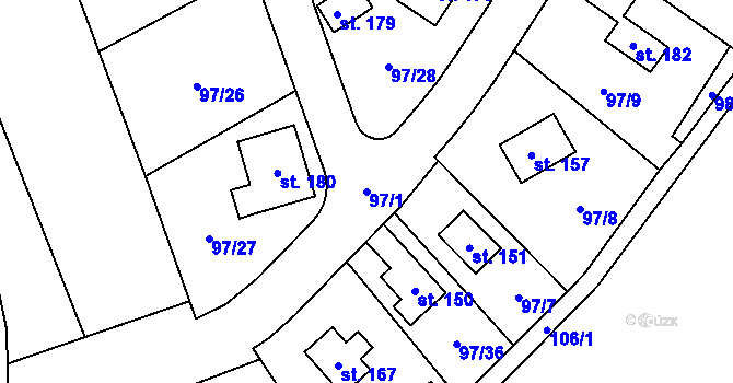 Parcela st. 97/1 v KÚ Rašov u Litvínova, Katastrální mapa