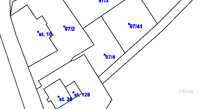 Parcela st. 97/4 v KÚ Rašov u Litvínova, Katastrální mapa