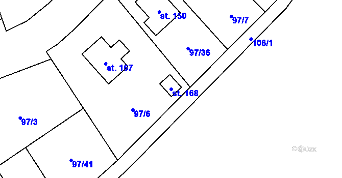 Parcela st. 168 v KÚ Rašov u Litvínova, Katastrální mapa