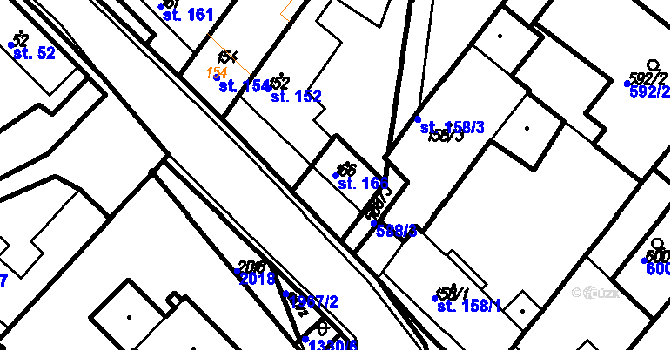 Parcela st. 166 v KÚ Kloboučky, Katastrální mapa