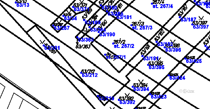 Parcela st. 267/1 v KÚ Kloboučky, Katastrální mapa