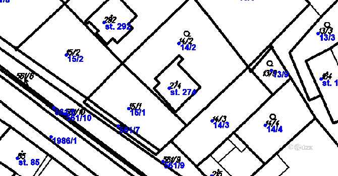 Parcela st. 274 v KÚ Kloboučky, Katastrální mapa